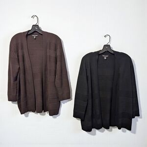 Set Of 2 Cable & Gauge Open Cardigan Sweaters Black and Brown XL